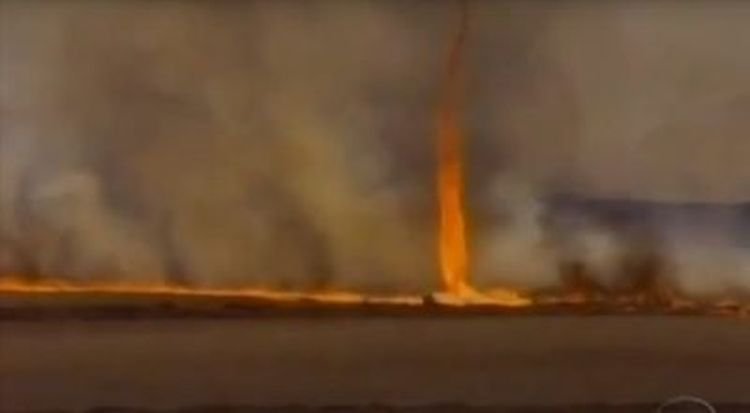 Фермеры в Бразилии сняли на видео огненный торнадо